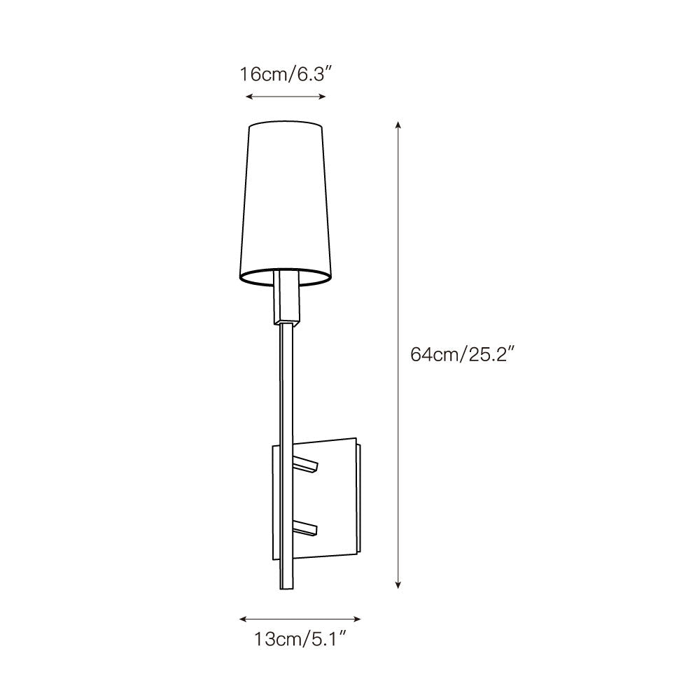 Fenwick Wall Lamp – Brass & Fabric Column Wall Sconce