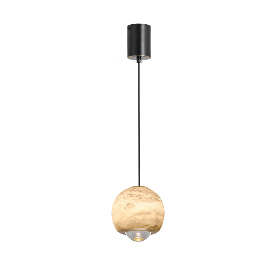 Ferox Alabaster Pendant Light – Natural Spanish Stone & Brass LED Hanging Light