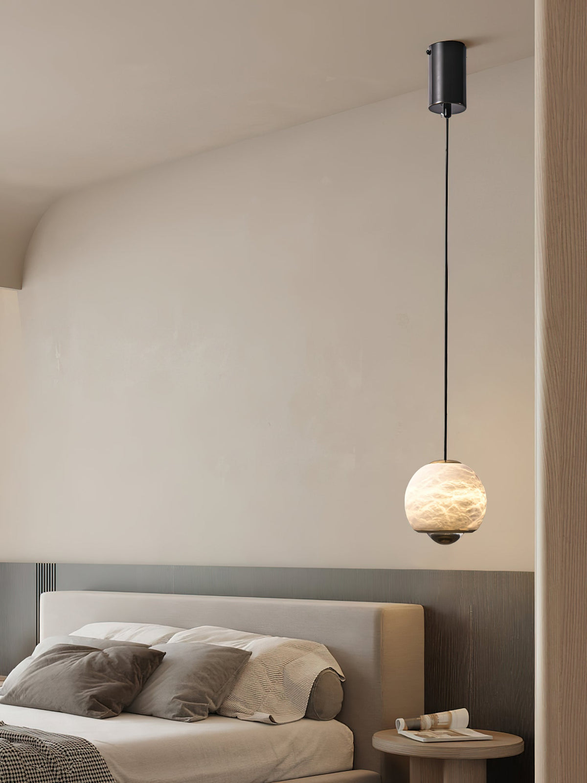Ferox Alabaster Pendant Light – Natural Spanish Stone & Brass LED Hanging Light