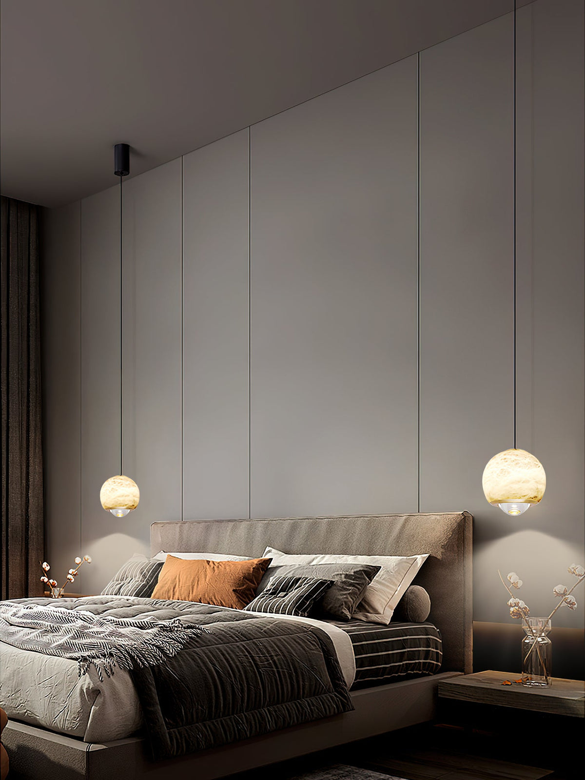 Ferox Alabaster Pendant Light – Natural Spanish Stone & Brass LED Hanging Light
