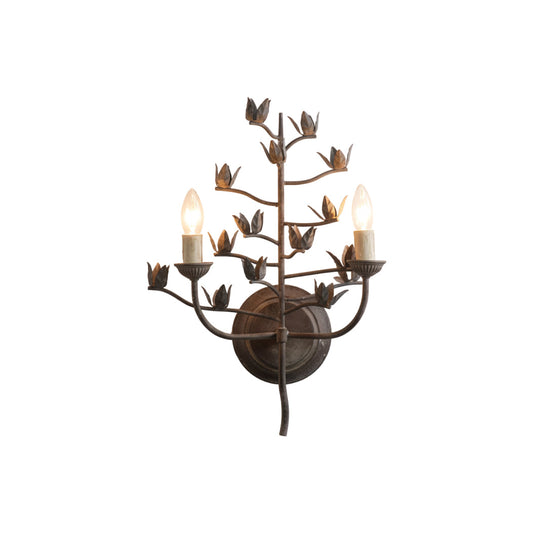 Ferroarte Branch Wall Lamp – Rust Iron Botanical Wall Sconce