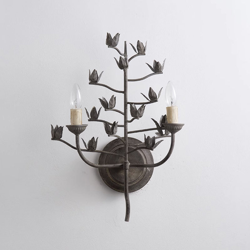 Ferroarte Branch Wall Lamp – Rust Iron Botanical Wall Sconce