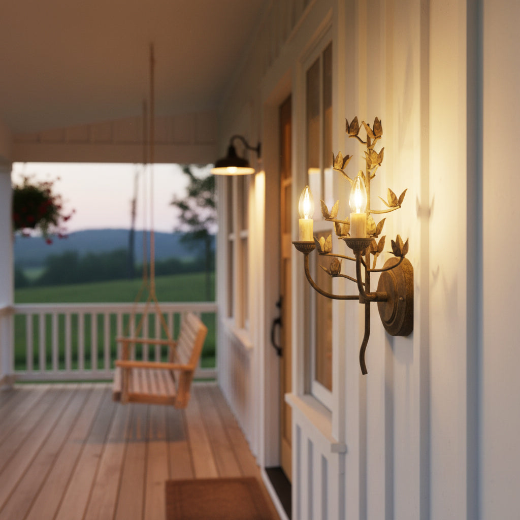Ferroarte Branch Wall Lamp – Rust Iron Botanical Wall Sconce