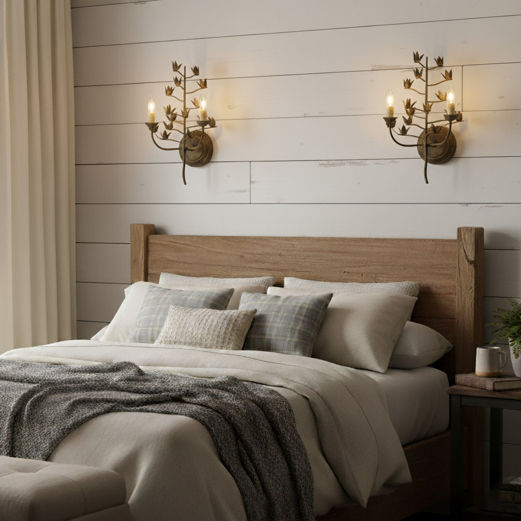 Ferroarte Branch Wall Lamp – Rust Iron Botanical Wall Sconce