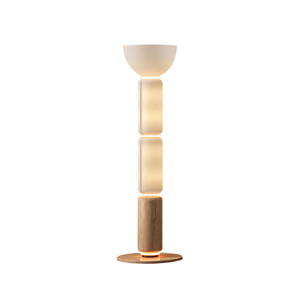 Ficupala Floor Lamp – Postmodern Art Deco Wood Grain Glass Standing Light