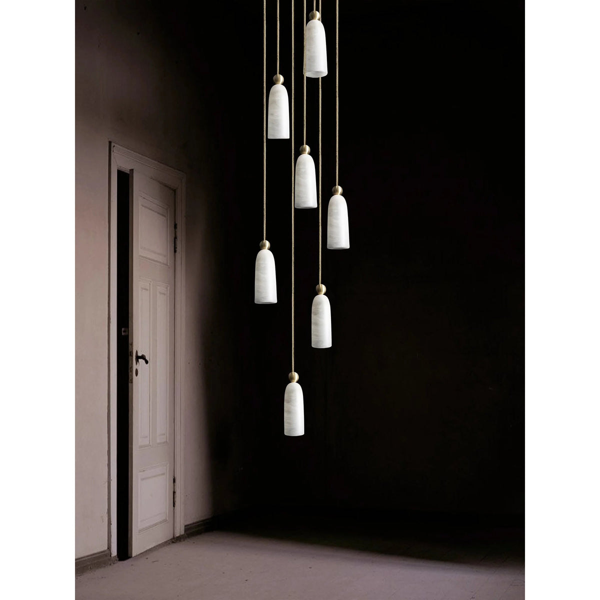 Figure Alabaster Pendant Lamp – Minimalist Brass & Natural Stone Hanging Light