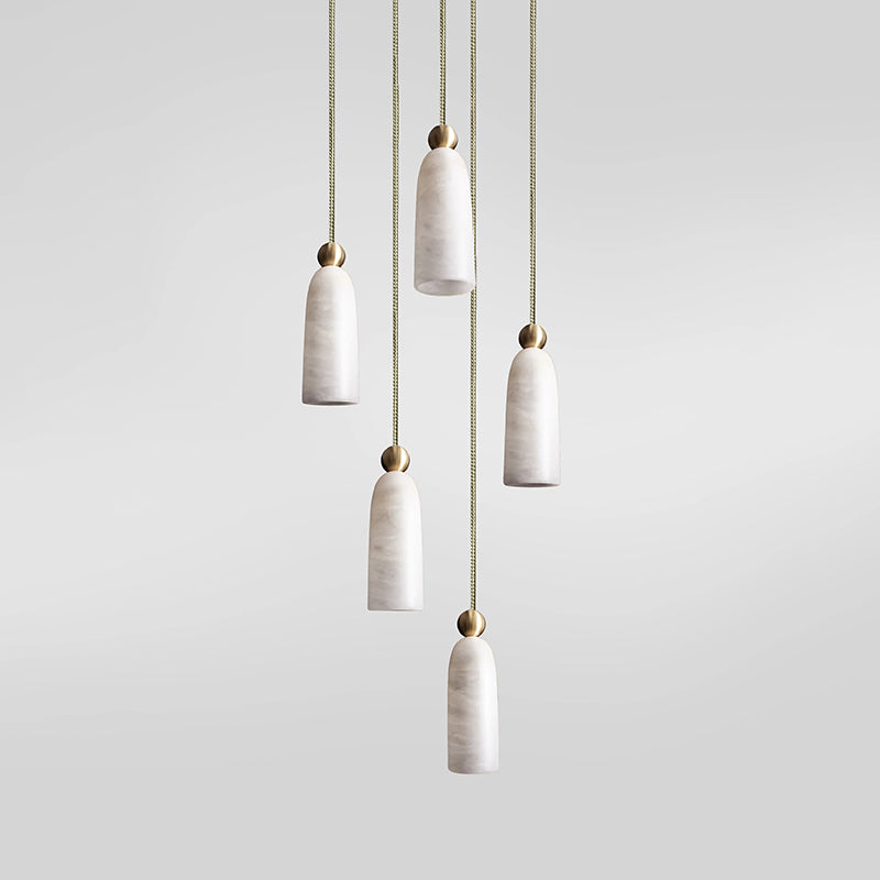 Figure Alabaster Pendant Lamp – Minimalist Brass & Natural Stone Hanging Light