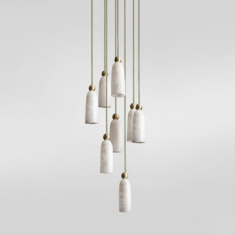 Figure Alabaster Pendant Lamp – Minimalist Brass & Natural Stone Hanging Light