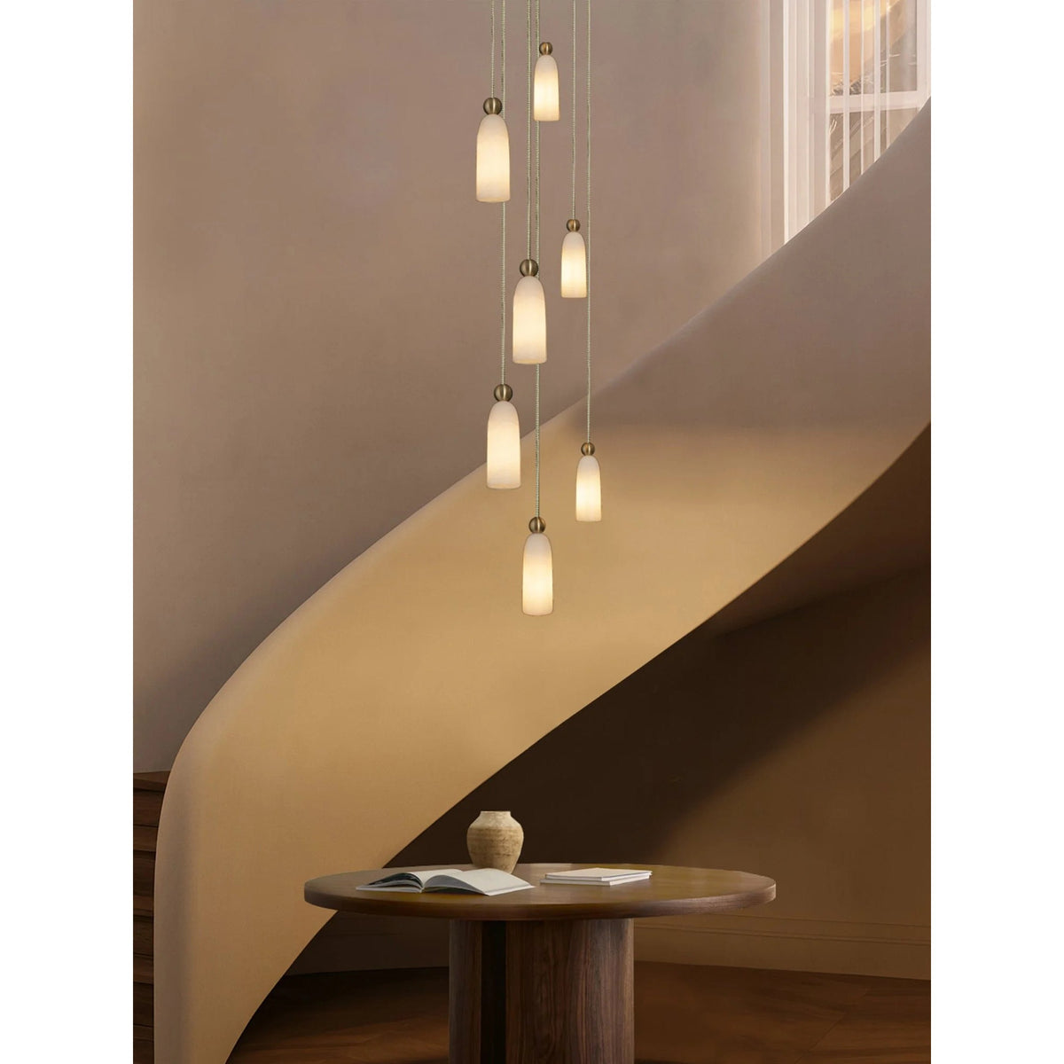 Figure Alabaster Pendant Lamp – Minimalist Brass & Natural Stone Hanging Light