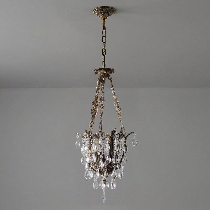 Filegray Crystal Chandelier – Antique Brass & Crystal Statement Ceiling Light