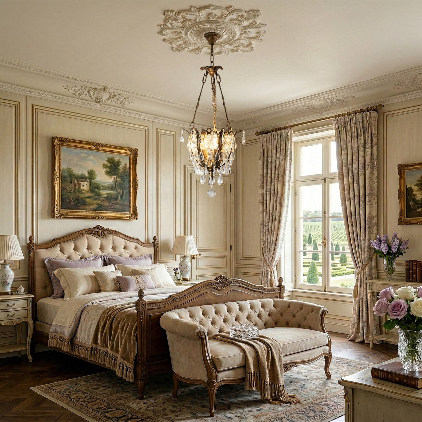 Filegray Crystal Chandelier – Antique Brass & Crystal Statement Ceiling Light