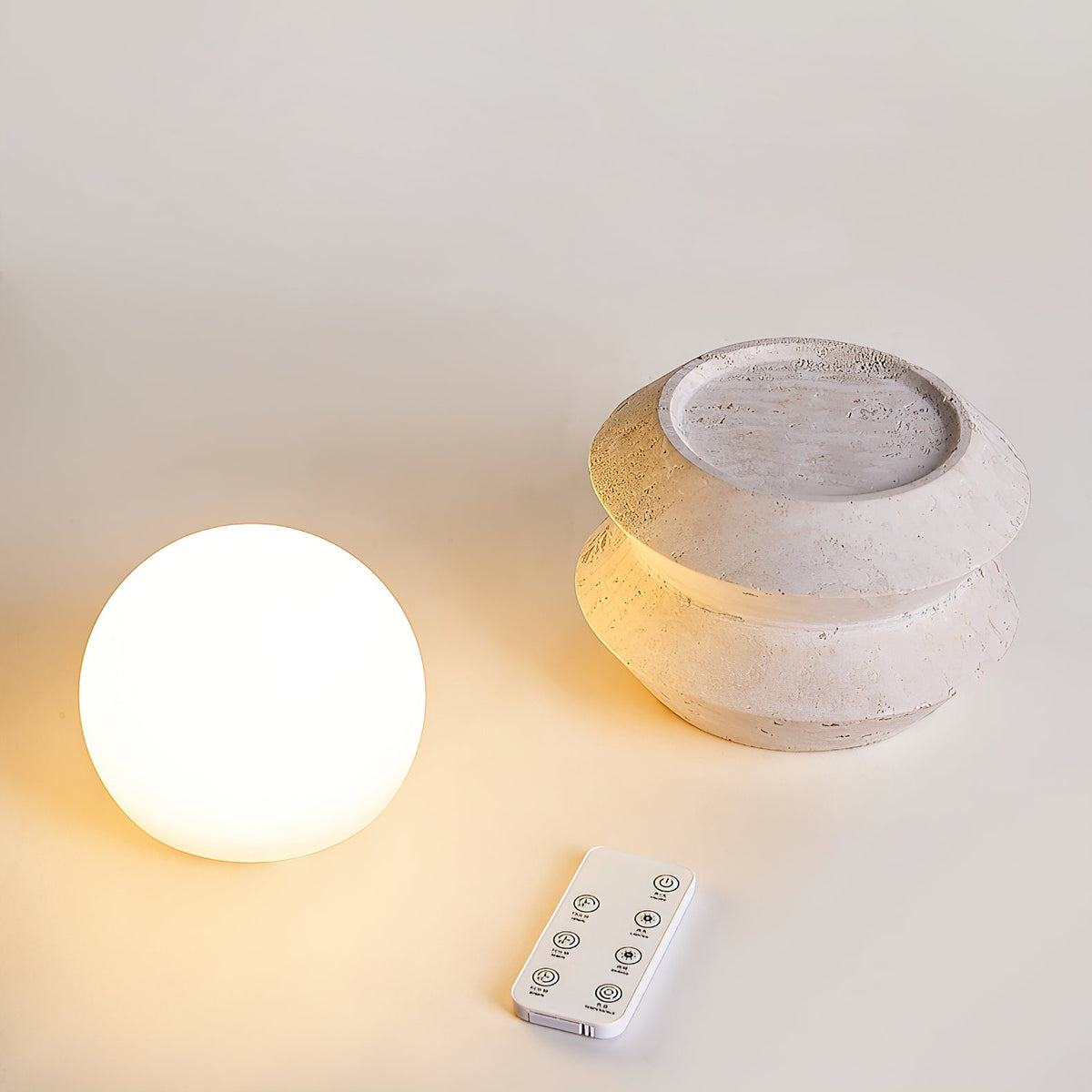 Fin Travertine Table Lamp (Built-in Battery) – Cordless Natural Stone Accent Light