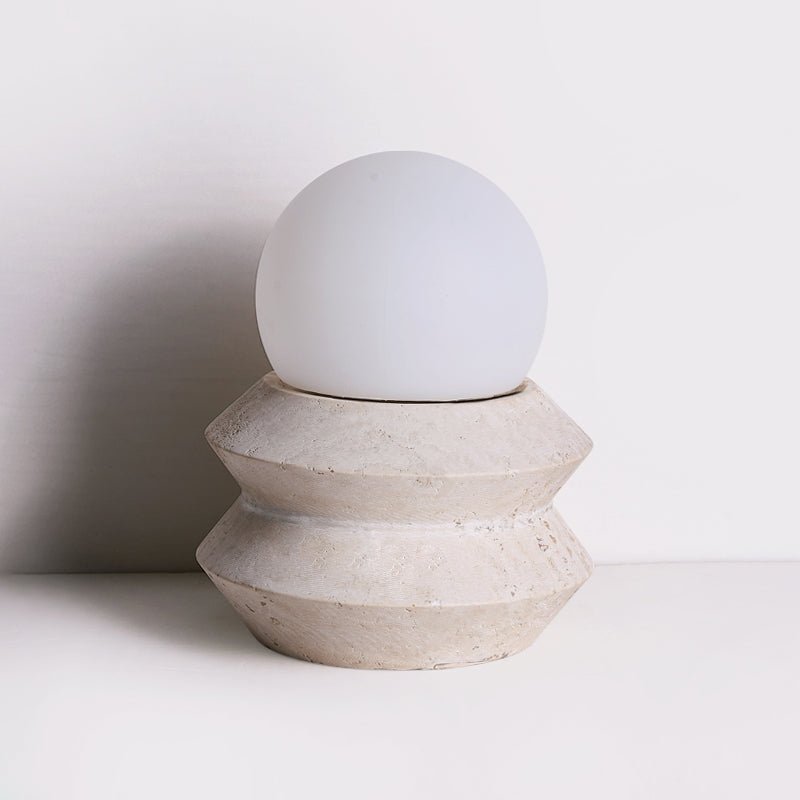 Fin Travertine Table Lamp (Built-in Battery) – Cordless Natural Stone Accent Light