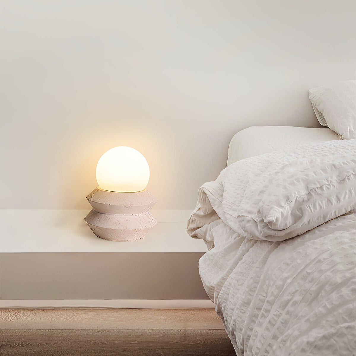 Fin Travertine Table Lamp (Built-in Battery) – Cordless Natural Stone Accent Light