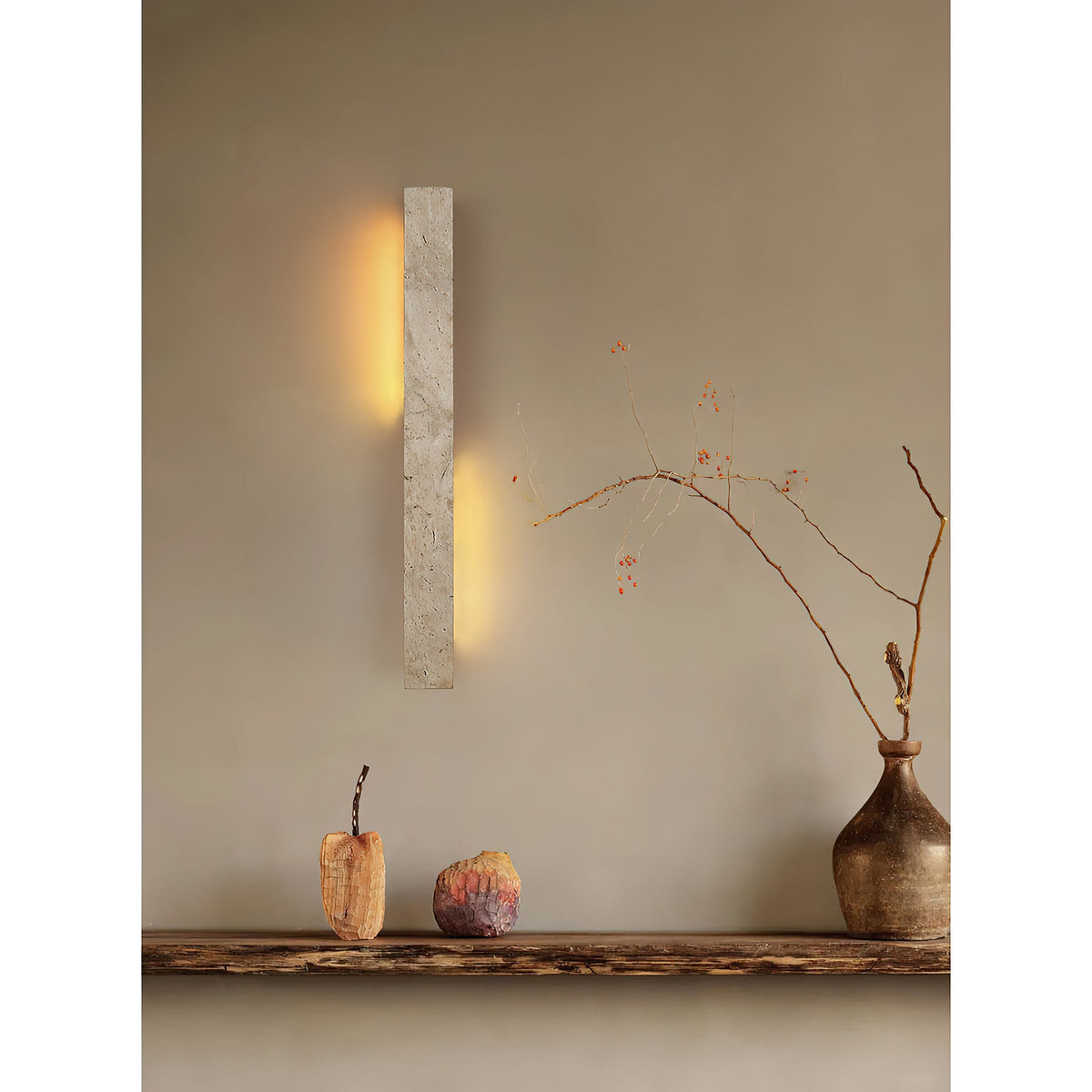 Fini Wall Lamp – Natural Travertine LED Wall Sconce