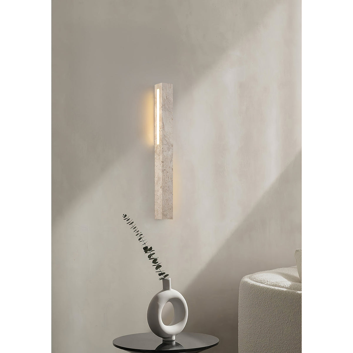 Fini Wall Lamp – Natural Travertine LED Wall Sconce
