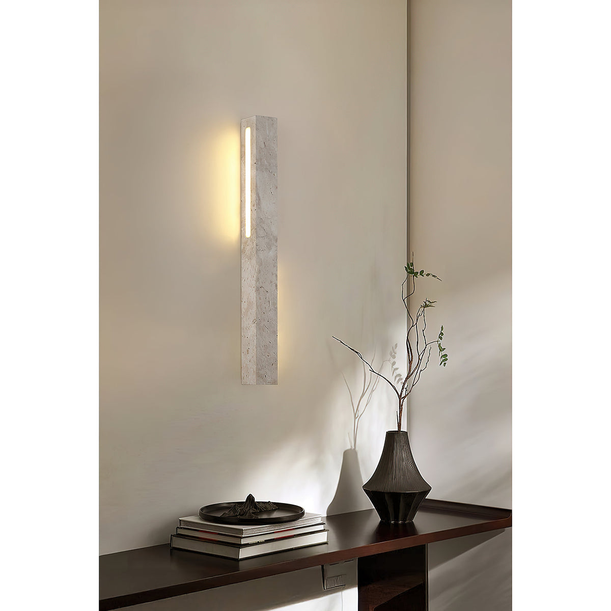 Fini Wall Lamp – Natural Travertine LED Wall Sconce