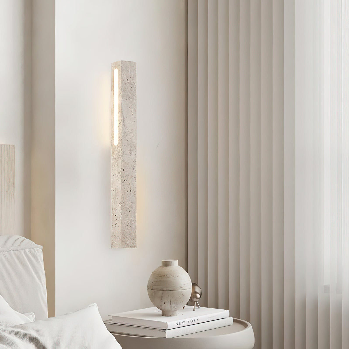 Fini Wall Lamp – Natural Travertine LED Wall Sconce