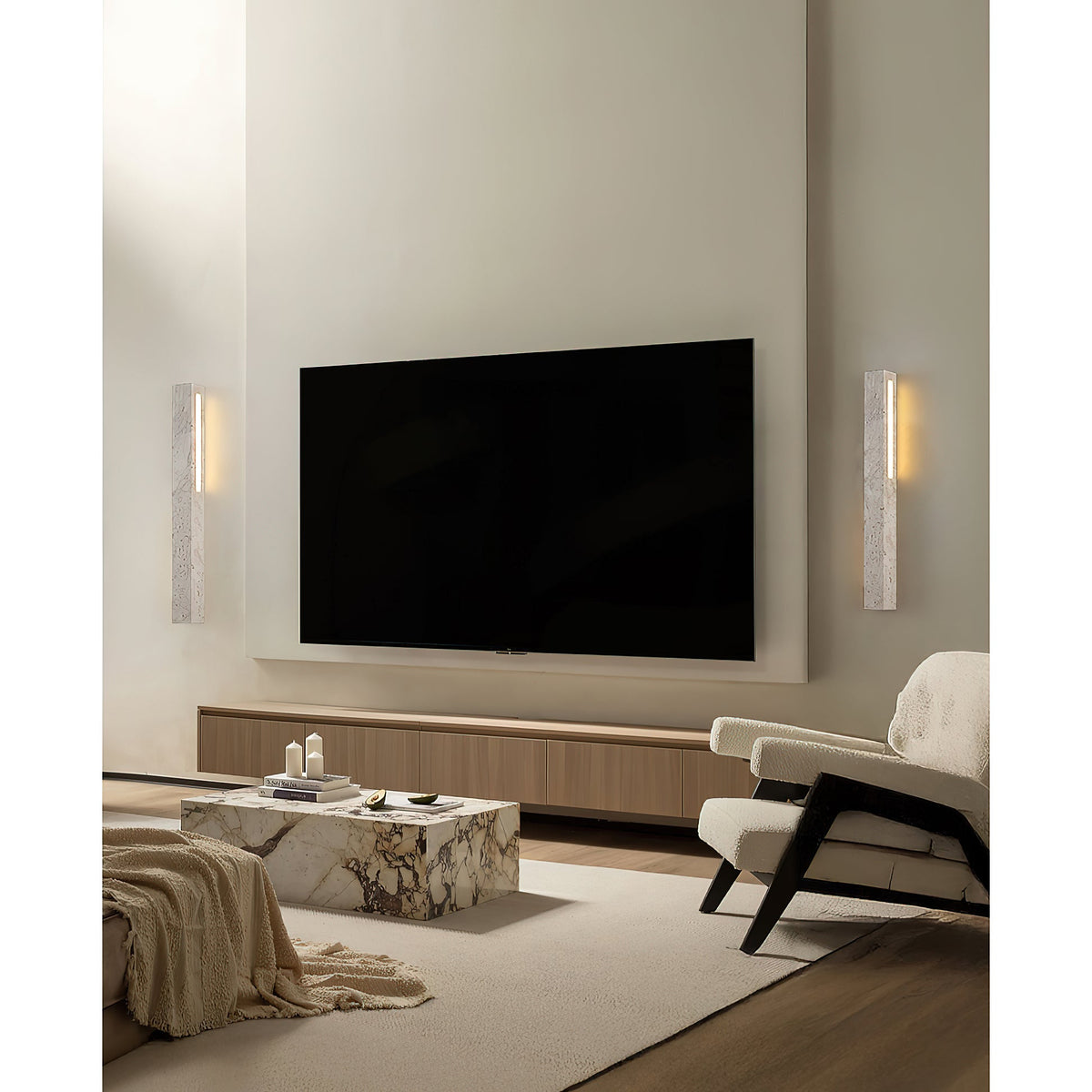 Fini Wall Lamp – Natural Travertine LED Wall Sconce