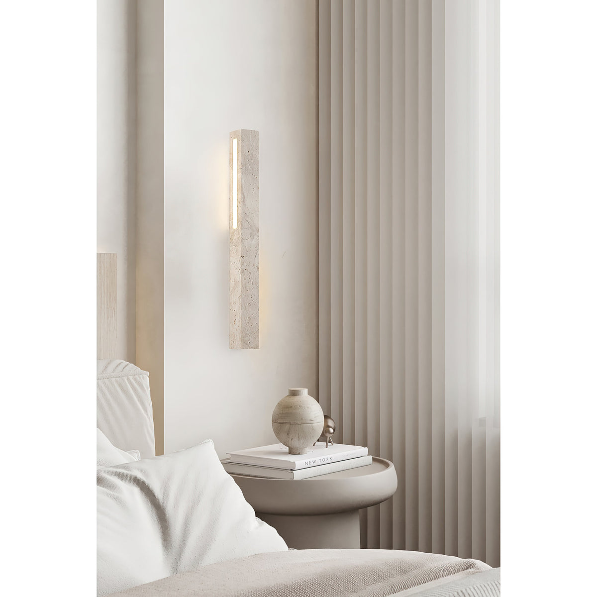 Fini Wall Lamp – Natural Travertine LED Wall Sconce