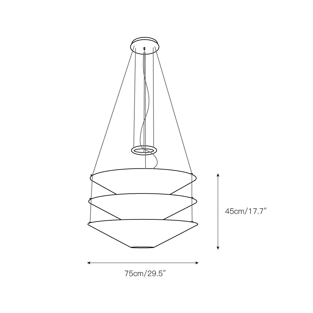 Floating Pendant Light - 1980 Vintage DuPont Paper & Red Counterweight Ring Light