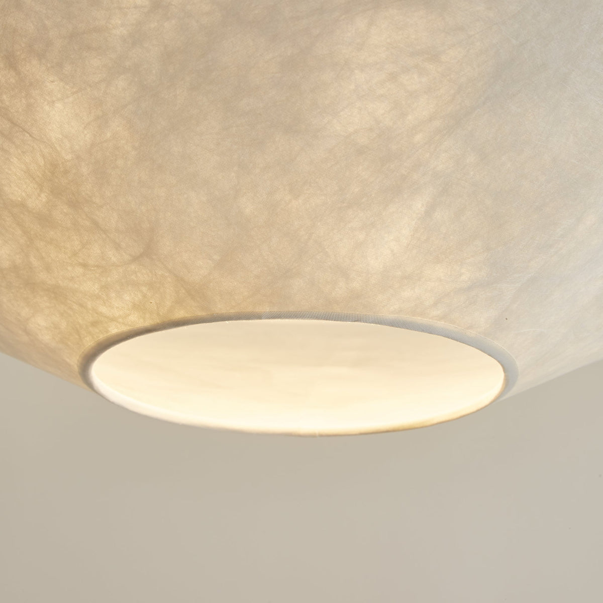 Floating Pendant Light - 1980 Vintage DuPont Paper & Red Counterweight Ring Light