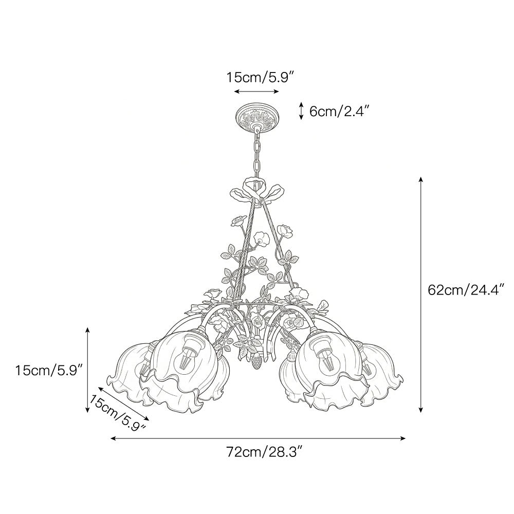 Flora Blossom Chandelier - Antique Bronze Brass & Handcrafted Ceramic Flower Chandelier