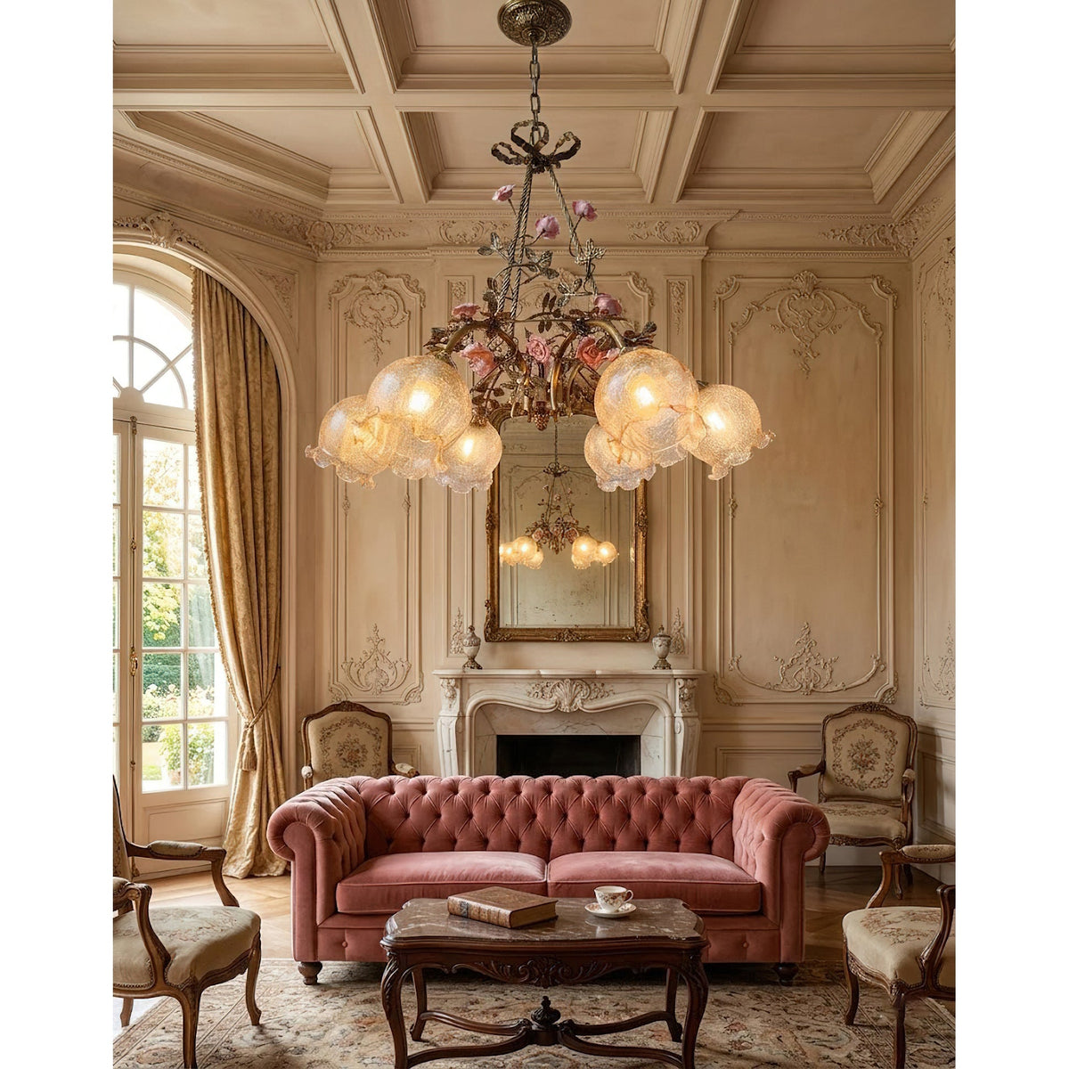 Flora Blossom Chandelier - Antique Bronze Brass & Handcrafted Ceramic Flower Chandelier