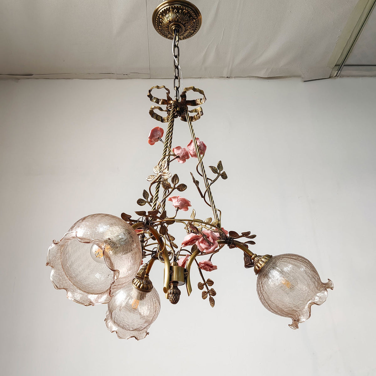 Flora Blossom Chandelier - Antique Bronze Brass & Handcrafted Ceramic Flower Chandelier