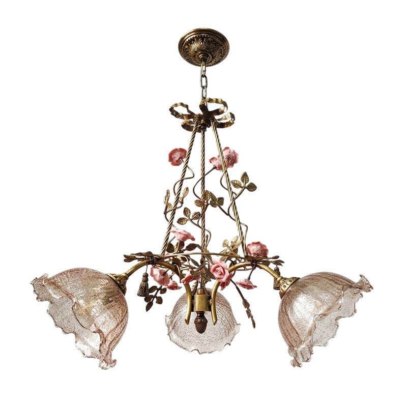 Flora Blossom Chandelier - Antique Bronze Brass & Handcrafted Ceramic Flower Chandelier