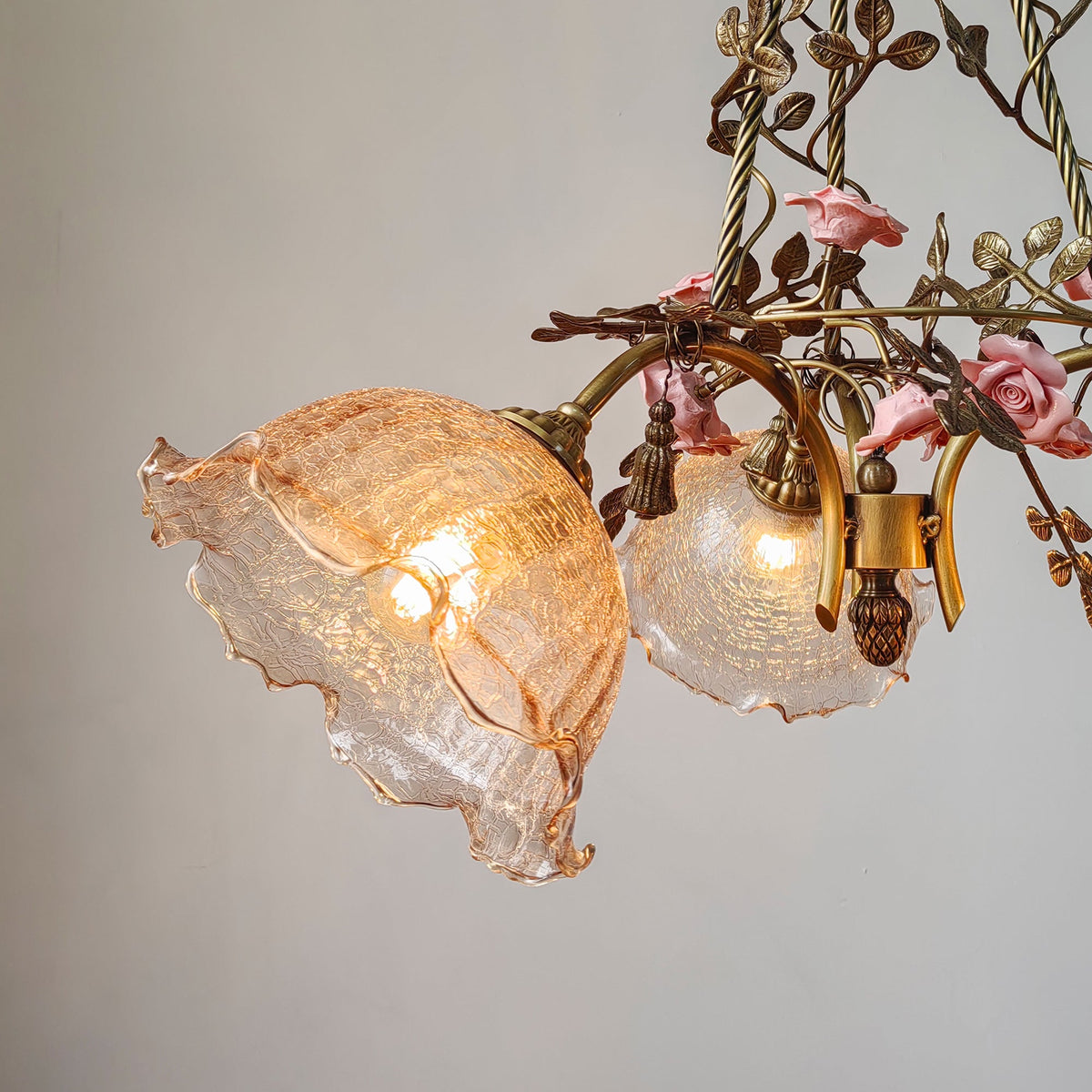 Flora Blossom Chandelier - Antique Bronze Brass & Handcrafted Ceramic Flower Chandelier