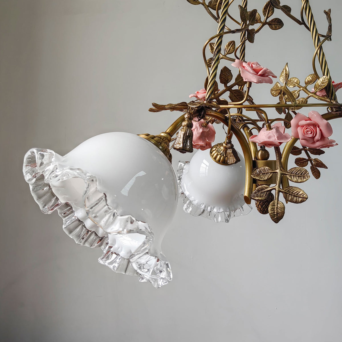 Flora Blossom Chandelier - Antique Bronze Brass & Handcrafted Ceramic Flower Chandelier