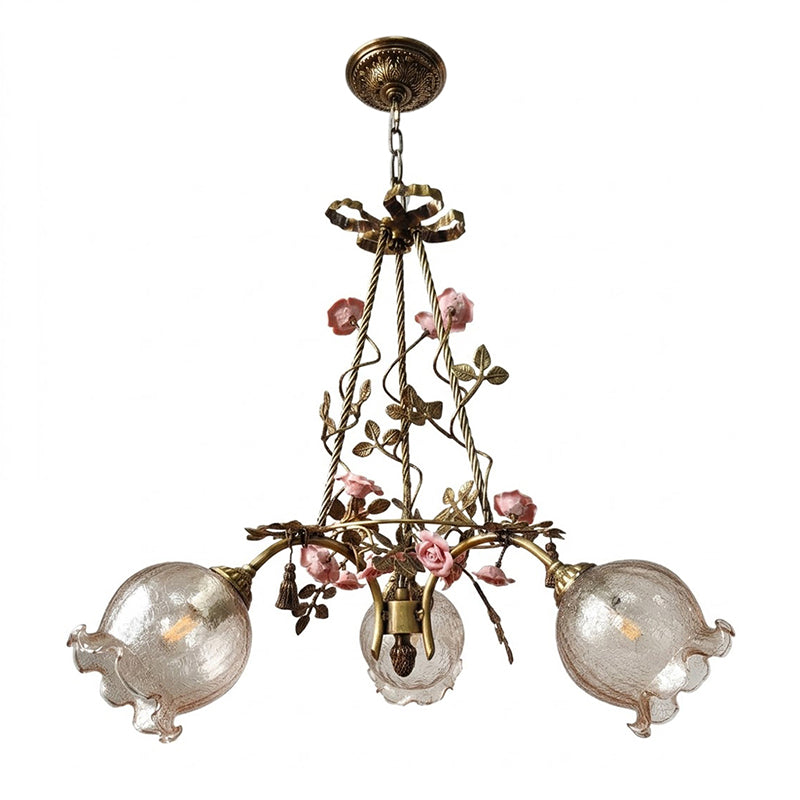Flora Blossom Chandelier - Antique Bronze Brass & Handcrafted Ceramic Flower Chandelier