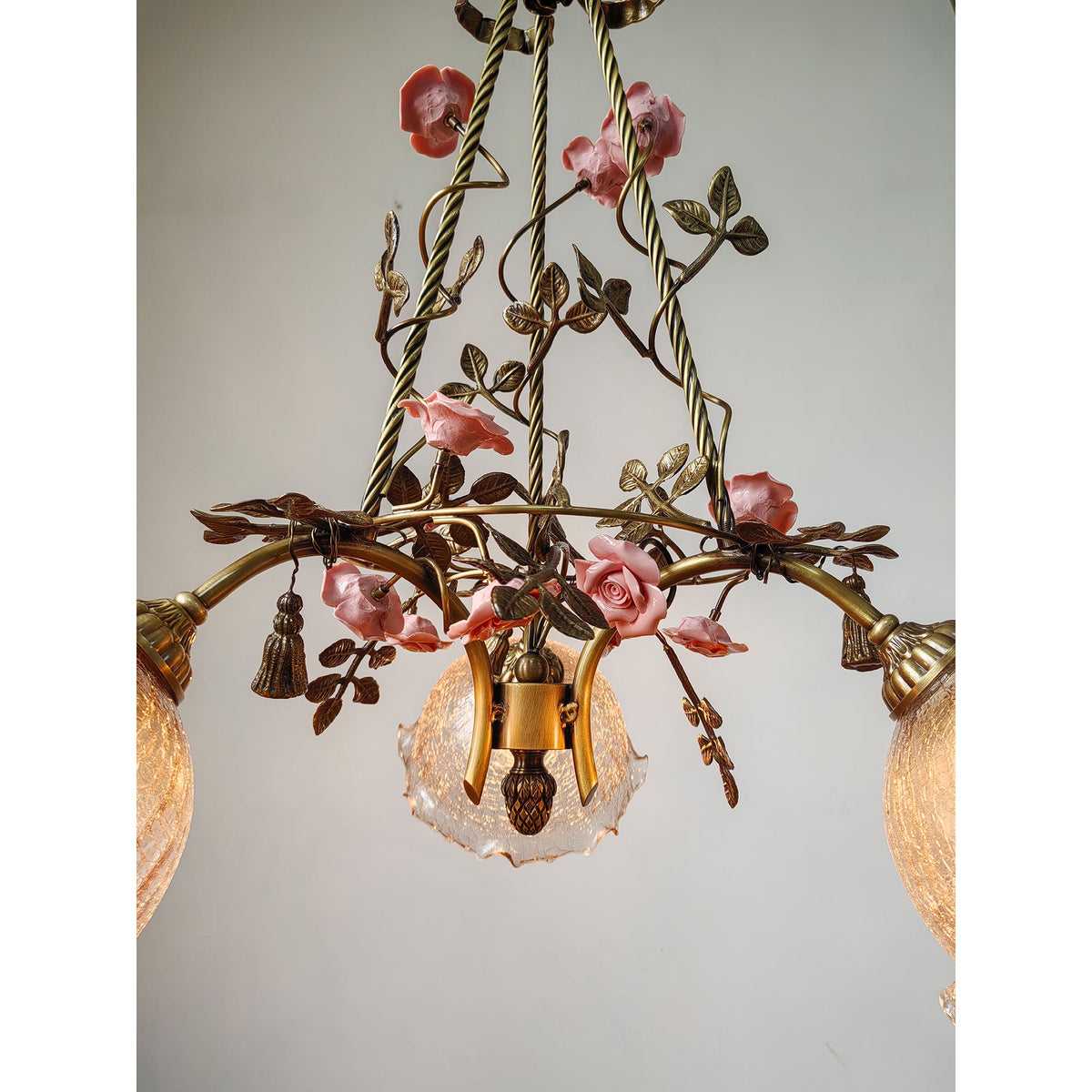 Flora Blossom Chandelier - Antique Bronze Brass & Handcrafted Ceramic Flower Chandelier
