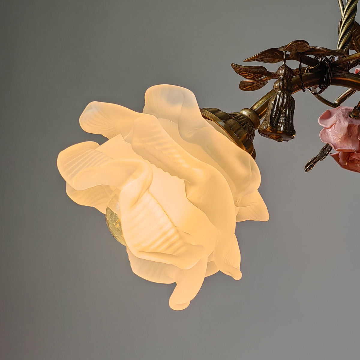 Flora Blossom Chandelier - Antique Bronze Brass & Handcrafted Ceramic Flower Chandelier