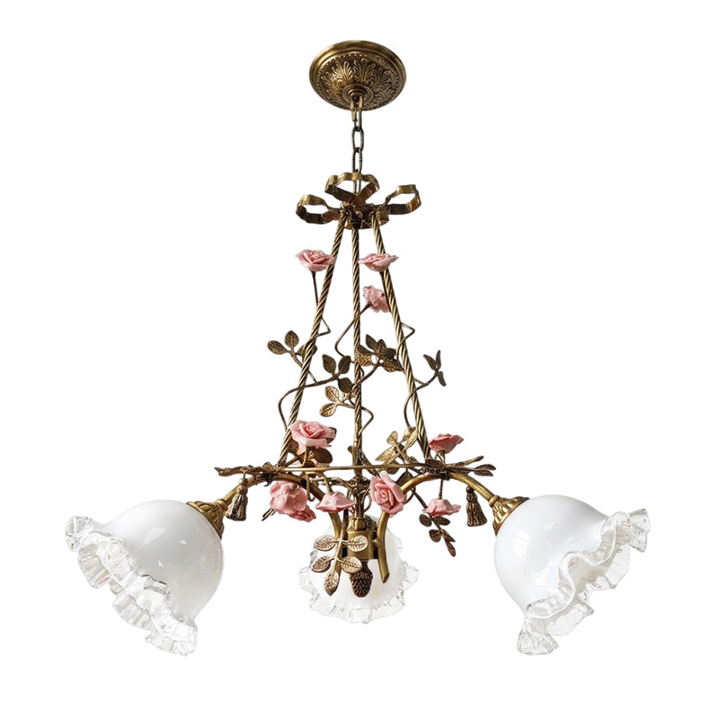 Flora Blossom Chandelier - Antique Bronze Brass & Handcrafted Ceramic Flower Chandelier
