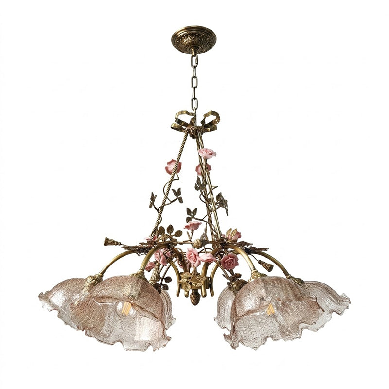 Flora Blossom Chandelier - Antique Bronze Brass & Handcrafted Ceramic Flower Chandelier