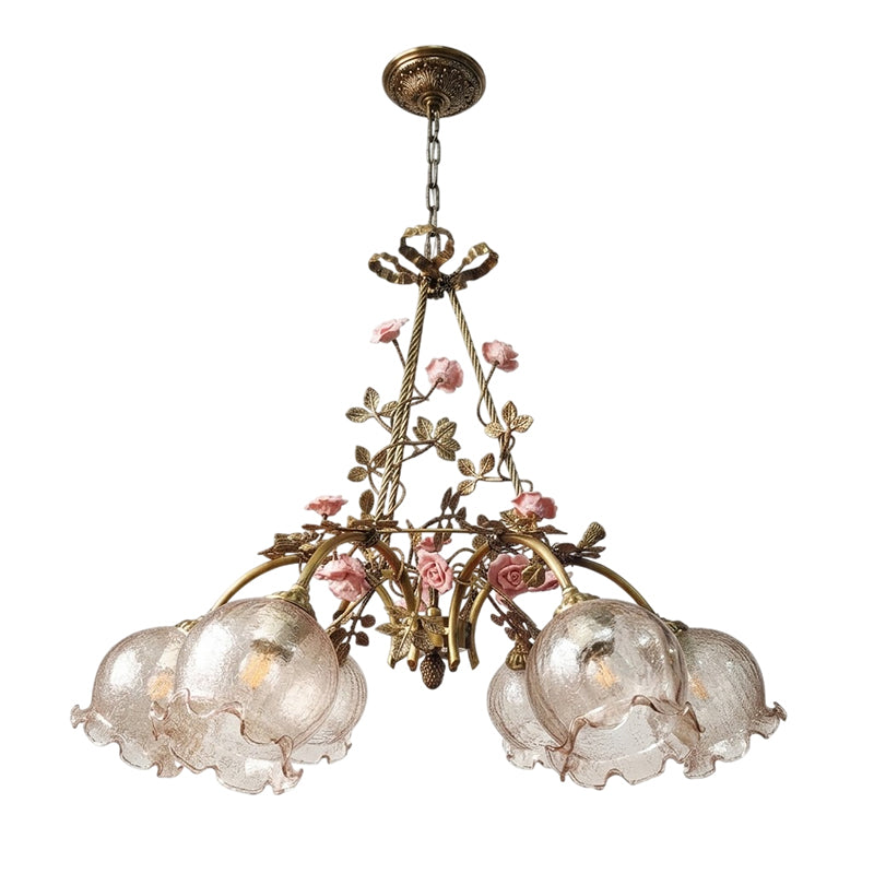 Flora Blossom Chandelier - Antique Bronze Brass & Handcrafted Ceramic Flower Chandelier