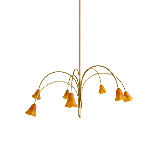 Flora Glass Chandelier - Handcrafted Fused Glass Petal & Brass Chandelier