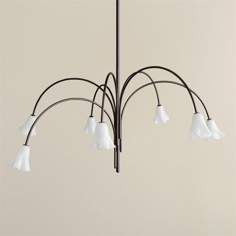 Flora Glass Chandelier - Handcrafted Fused Glass Petal & Brass Chandelier