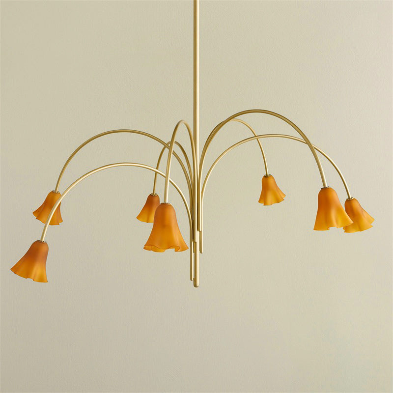 Flora Glass Chandelier - Handcrafted Fused Glass Petal & Brass Chandelier