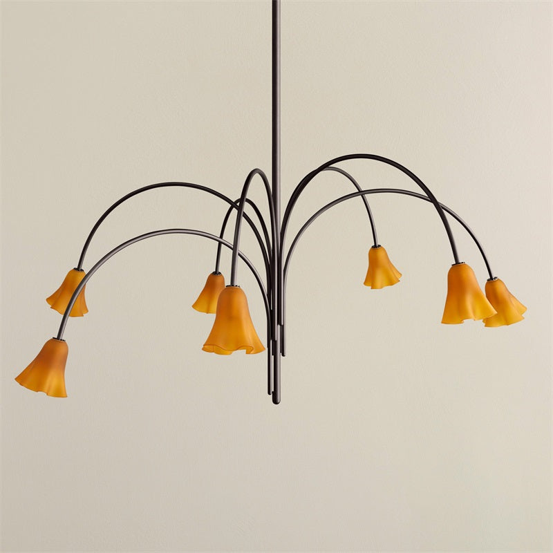 Flora Glass Chandelier - Handcrafted Fused Glass Petal & Brass Chandelier