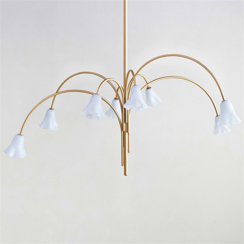 Flora Glass Chandelier - Handcrafted Fused Glass Petal & Brass Chandelier