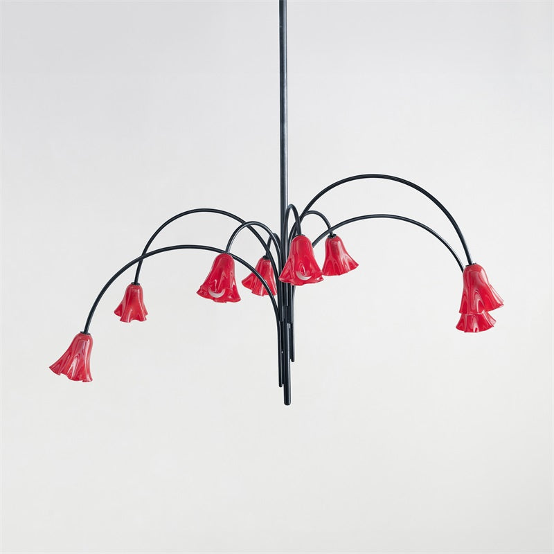 Flora Glass Chandelier - Handcrafted Fused Glass Petal & Brass Chandelier