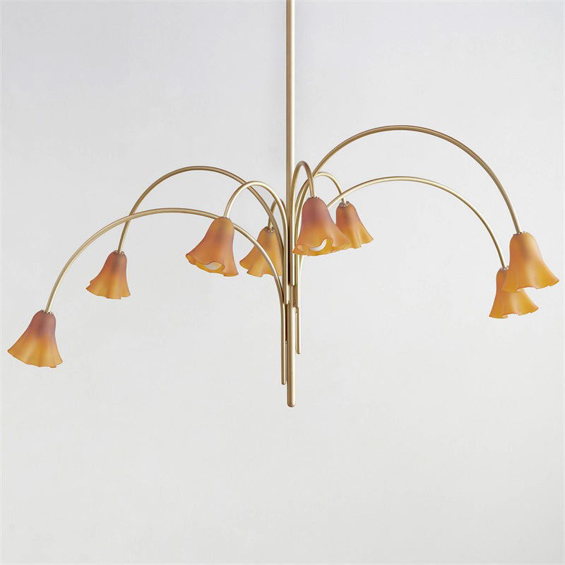 Flora Glass Chandelier - Handcrafted Fused Glass Petal & Brass Chandelier