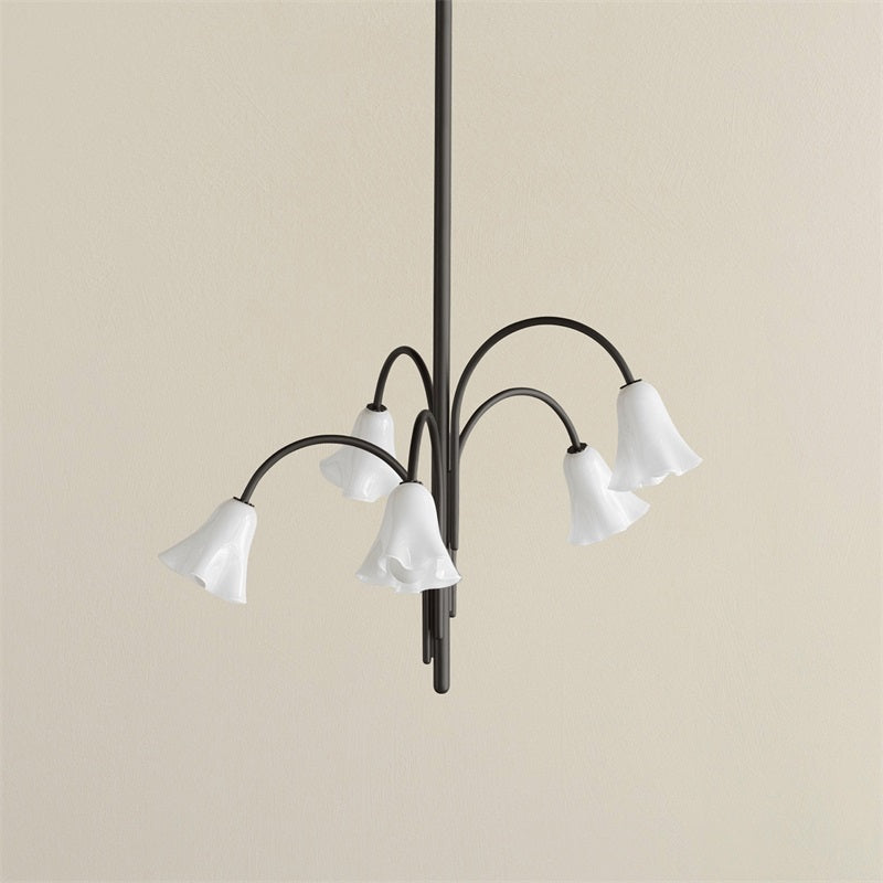 Flora Glass Chandelier - Handcrafted Fused Glass Petal & Brass Chandelier
