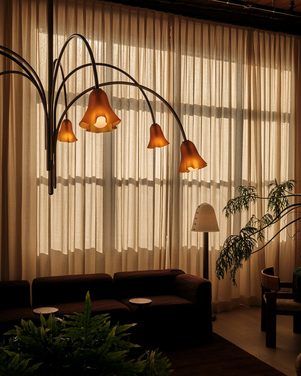 Flora Glass Chandelier - Handcrafted Fused Glass Petal & Brass Chandelier