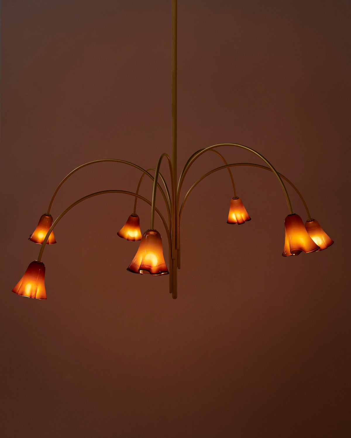 Flora Glass Chandelier - Handcrafted Fused Glass Petal & Brass Chandelier