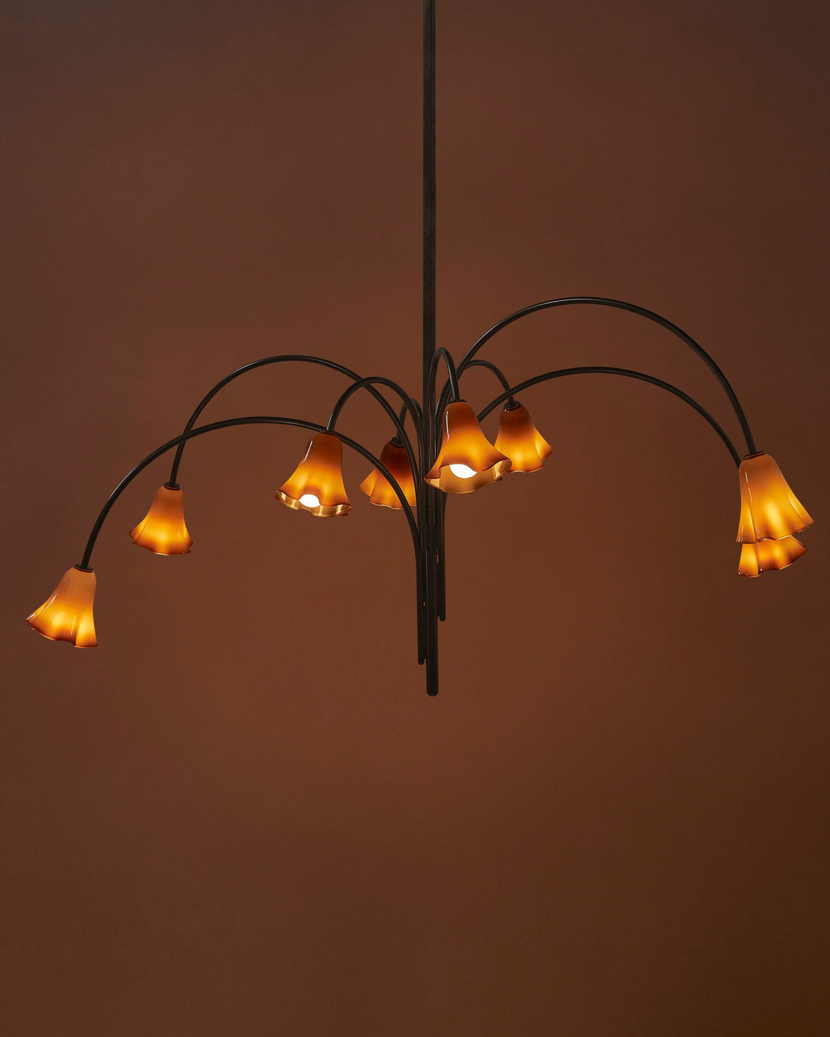 Flora Glass Chandelier - Handcrafted Fused Glass Petal & Brass Chandelier