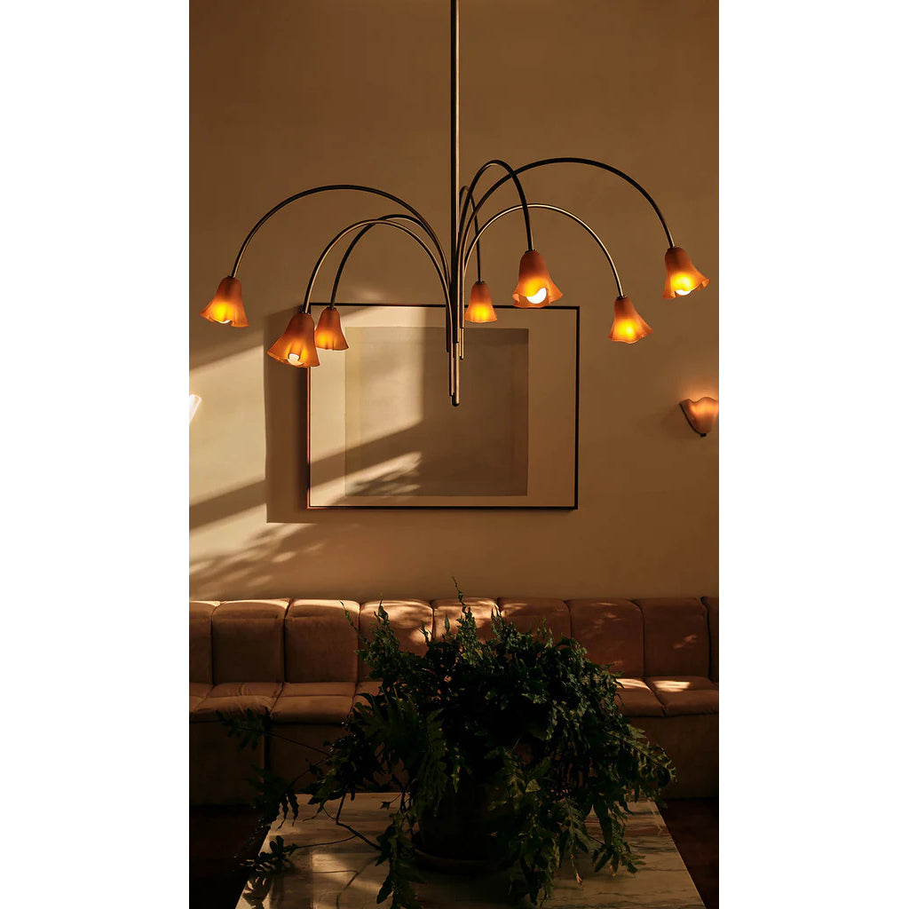 Flora Glass Chandelier - Handcrafted Fused Glass Petal & Brass Chandelier